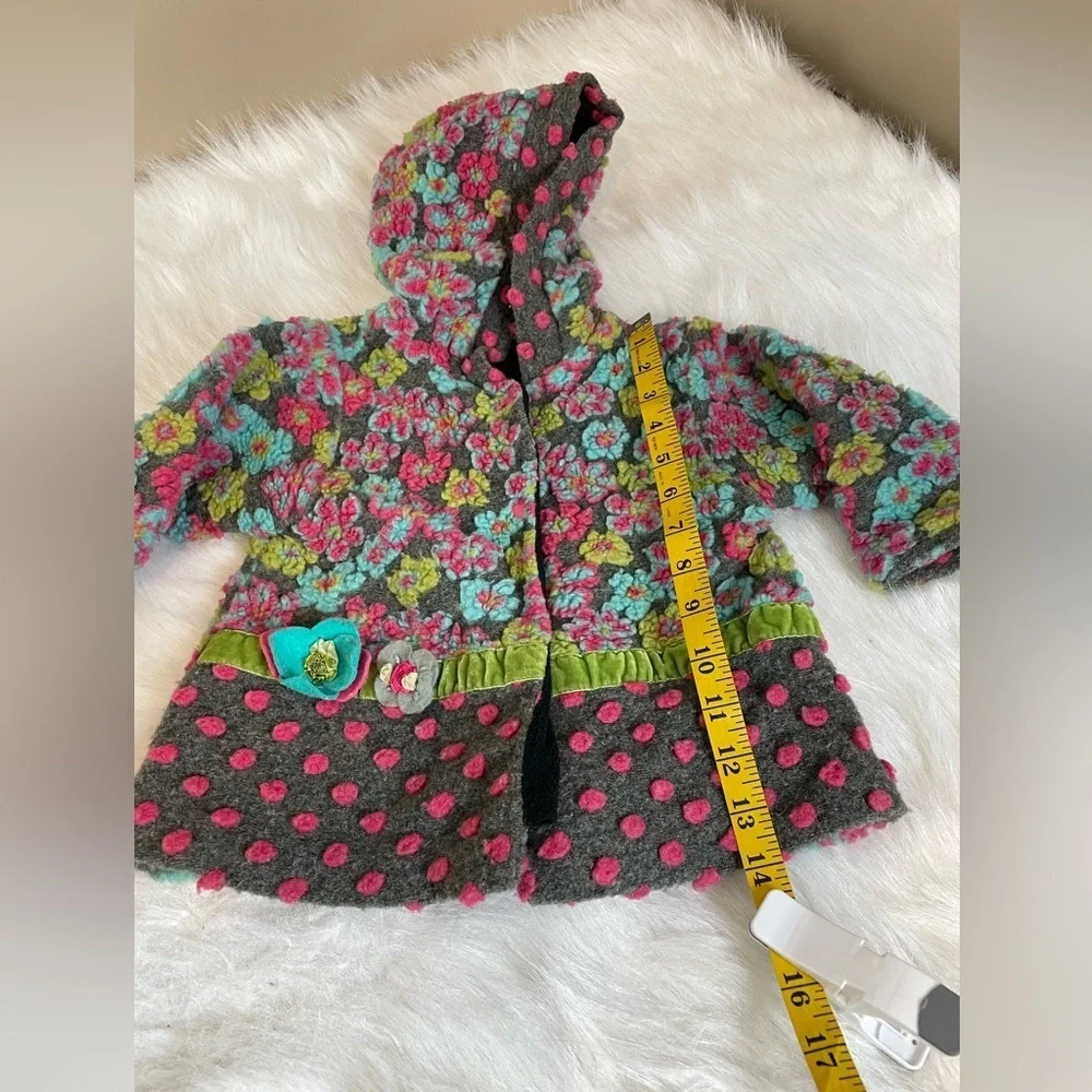 Corky & Company wool blend Floral Patterned hooded girls swing coat